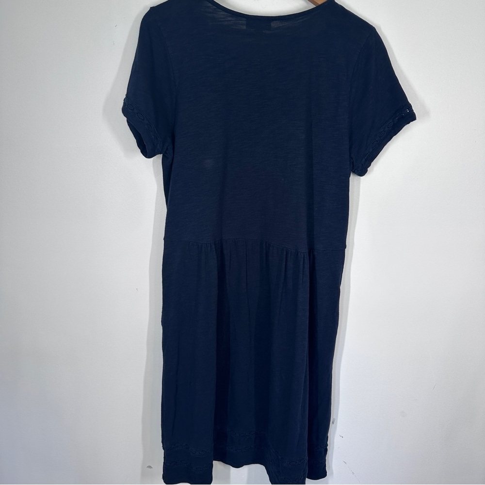 J. Jill Knit Navy Blue Pintuck Dress Size Medium Shirt Sleeve - Picture 7 of 7